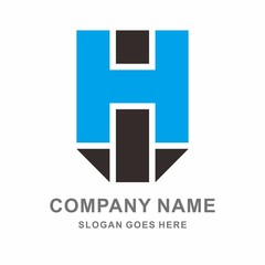 Monogram Letter H Geometric Square Cube Business Company Vector Logo Design  