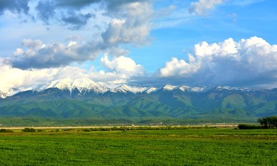 Fototapeta premium Fagaras mountains seen from a distance