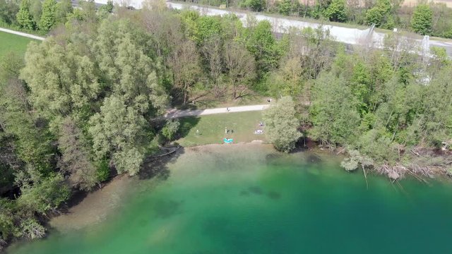 Lake Feringasee in Munich Germany with a drone made in 4k 30fps