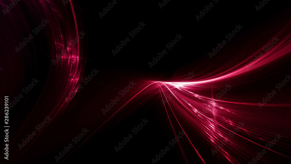 Leinwandbilder Abstract red background element on black. Fractal graphics 3d Illustration. Three-dimensional composition of glowing lines and motion blur traces. Movement and innovation concept.