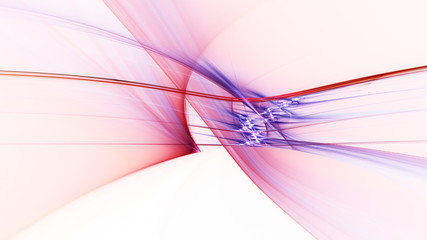 Abstract violet background element on white. Fractal graphics 3d Illustration. Three-dimensional composition of glowing lines and motion blur traces. Movement and innovation concept.
