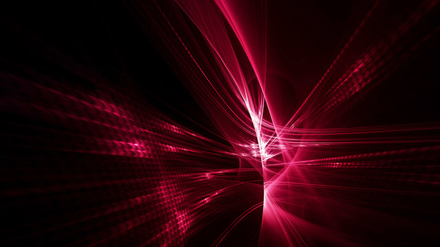 Abstract red background element on black. Fractal graphics 3d Illustration. Three-dimensional composition of glowing lines and motion blur traces. Movement and innovation concept.