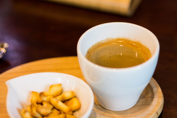 cup of coffee and cookies