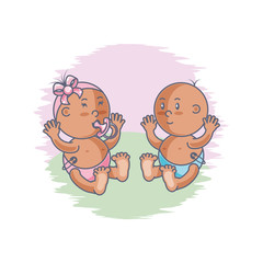group of cute baby avatar character