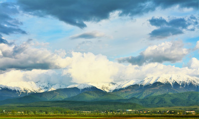 Fagaras mountains with snow-covered peak