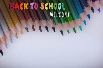  Color Pencils placed on a white background