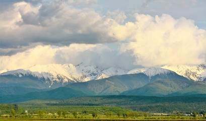 Fagaras mountains with snow-covered peak
