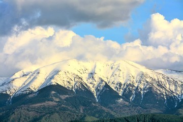 Fagaras mountains covered with snow on top