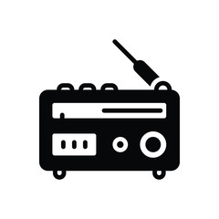 Black solid icon for radio 