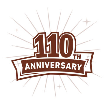 110 years anniversary logo design . 110th years logo. One hundred and ten years vector and illustration.