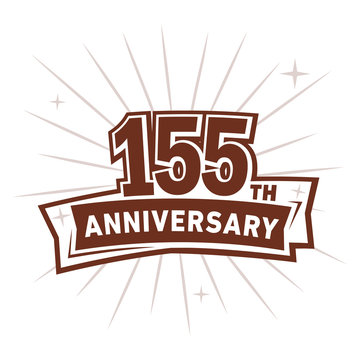 155 years anniversary logo design . 155th years logo. One hundred and fifty-five years vector and illustration.