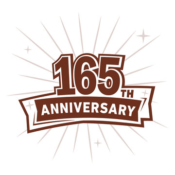 165 years anniversary logo design . 165th years logo. One hundred and sixty-five years vector and illustration.