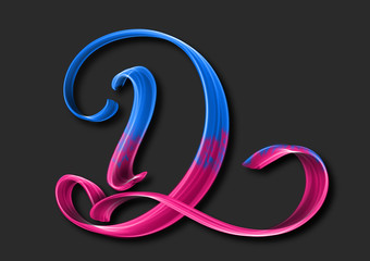 Capital letter D elegant lettering 3d illustration