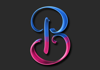 Capital letter B elegant lettering 3d illustration
