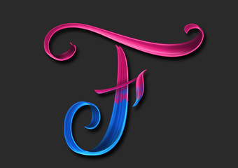 Capital letter F elegant lettering 3d illustration