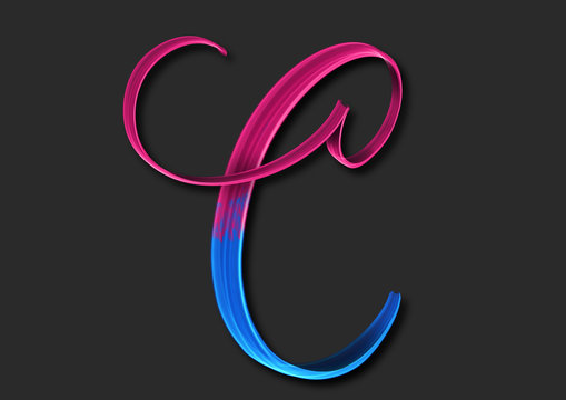 Capital letter C elegant lettering 3d illustration