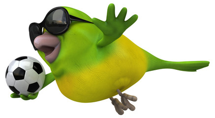 Fun green bird - 3D Illustration