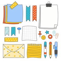 Note paper and stationery element vector set