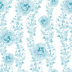 Fototapeta na wymiar Bright colorful seamless pattern with flowers of roses and peony. 