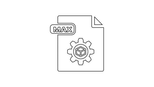 Black MAX file document. Download max button line icon on white background. MAX file symbol. 4K Video motion graphic animation