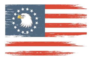 American flag with an eagle with grunge texture. Color illustration depicting American symbolism