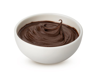 Chocolate nut paste isolated on white background