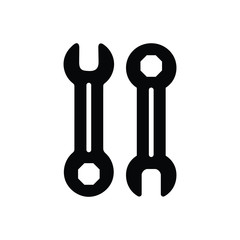 Black solid icon for wrench 