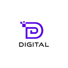 digital logo with letter D symbol ready to use