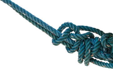 Rope tied against white background. Have clipping path