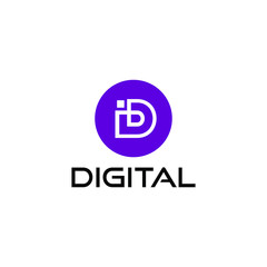 digital logo with letter D symbol ready to use