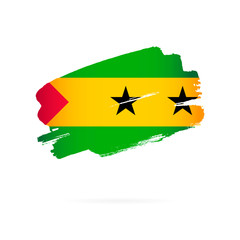 Flag of Sao Tome and Principe. Brush strokes