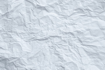 Fototapeta premium Blue toned white wrinkled paper. Aged surface design. Abstract art background. Copy space.