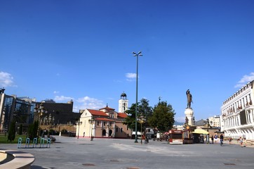 Fototapeta na wymiar Macédoine du Nord : Centre-ville de Skopje 