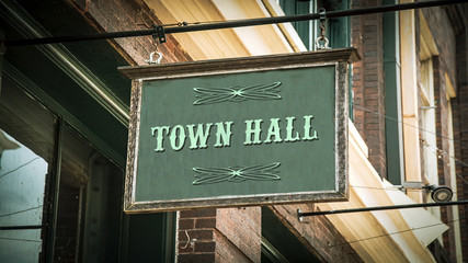 Fototapeta premium Street Sign to Town Hall