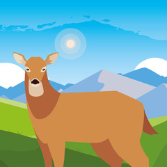 deer happy autumn season flat design