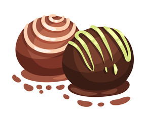 Chocolates in the shape of a ball. Vector illustration on a white background.