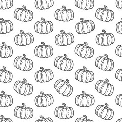 Vector Doodle of Pumpkin Seamless Pattern.
