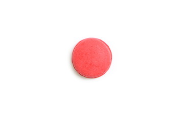 single red macaron isolated on white background like japan flag