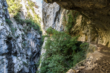 the Cares trail, garganta del cares, in the Picos de Europa Mountains, Spain