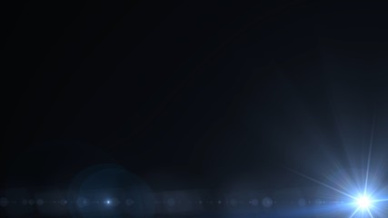 Lens flare effect on black background. Digital illustration.