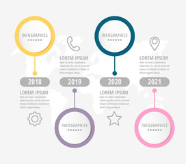 Vector infographic flat template circles for four paper label, diagram, graph, presentation. Business concept with 4 options. Blank space for content, step for step, timeline, workflow, marketing