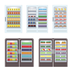 Showcase refrigerator for cooling drinks with sweet.