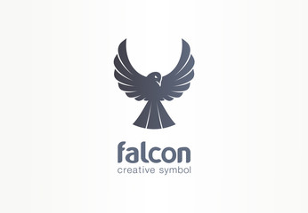 Falcon, phoenix, crow silhouette creative symbol concept. Freedom, growth eagle wings, fly abstract business logo idea. Bird flight icon. Corporate identity logotype, company graphic design tamplate