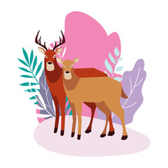 deer happy autumn season flat design