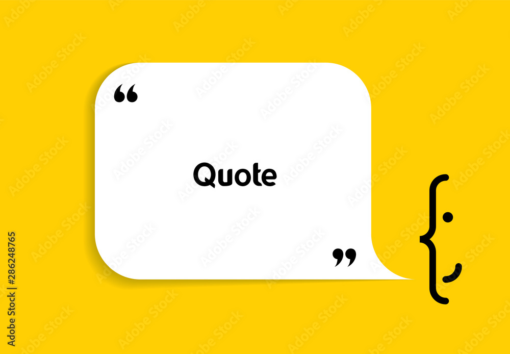 Fototapete white speech bubble shape and smile on yellow background. empty space for creative quote, comment, m