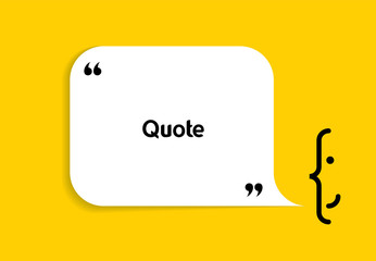 White speech bubble shape and smile on yellow background. Empty space for creative quote, comment, motivational text, quotation, message. Vector frame template. Modern design element.