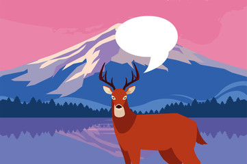 deer happy autumn season flat design