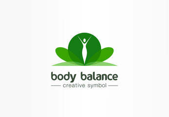 Body balance, nutrition, beauty girl silhouette creative symbol concept. Healthcare, spa abstract business logo idea. Slim woman body icon. Corporate identity logotype, company graphic design tamplate