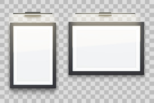 Set of Picture frames with light in gallery