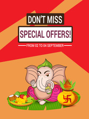 Vector illustration for Traditional Indian Festival Celebrate Happy Ganesh Chaturthi. Abstract text Space Background.
